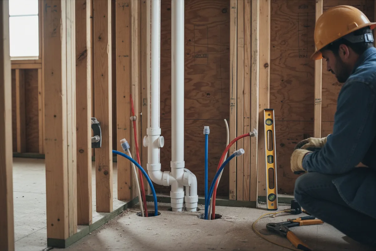 Drain and supply rough-in during Drain Cleaning in El Centro