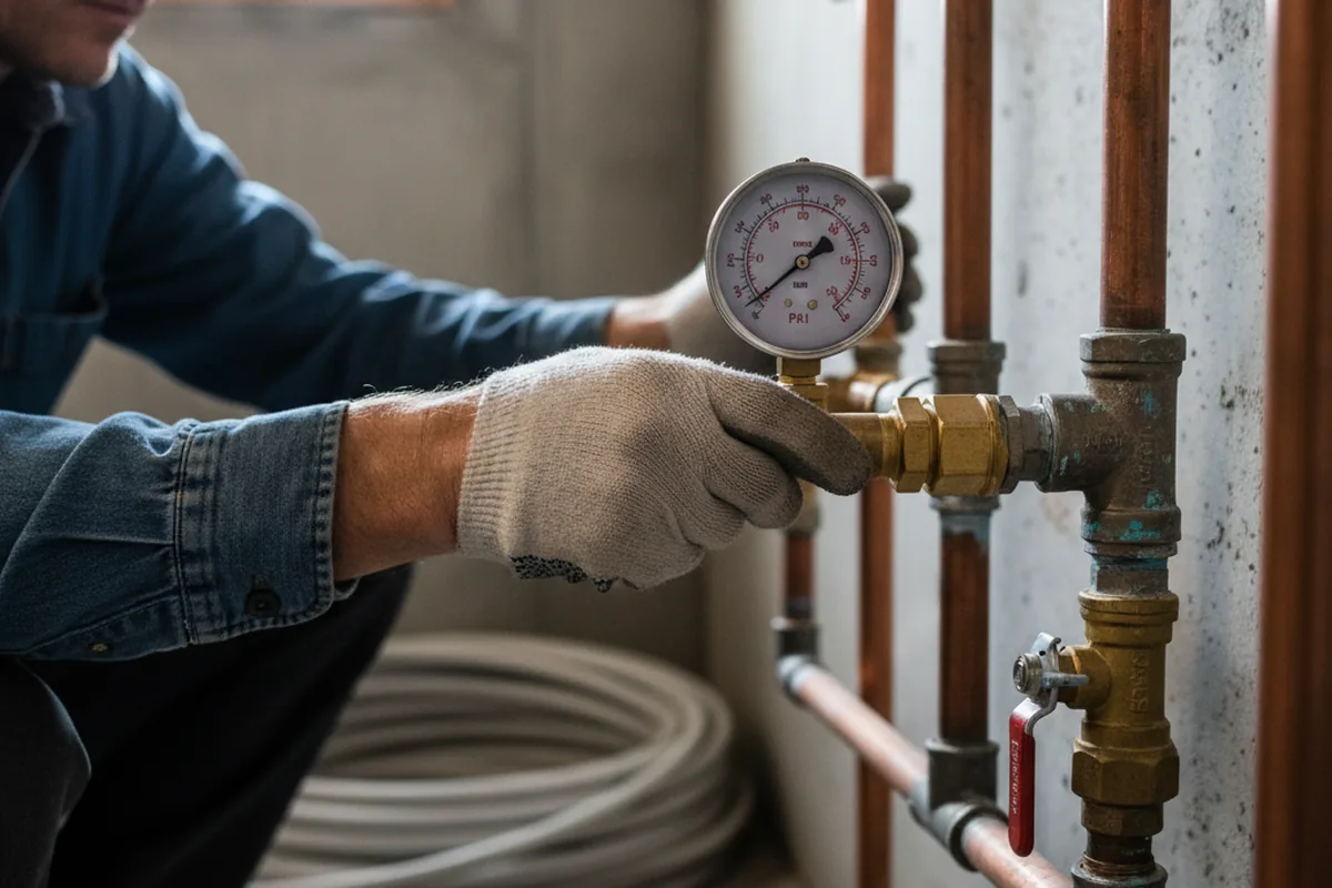 Pressure testing a repaired line during Water Line Repair in El Centro